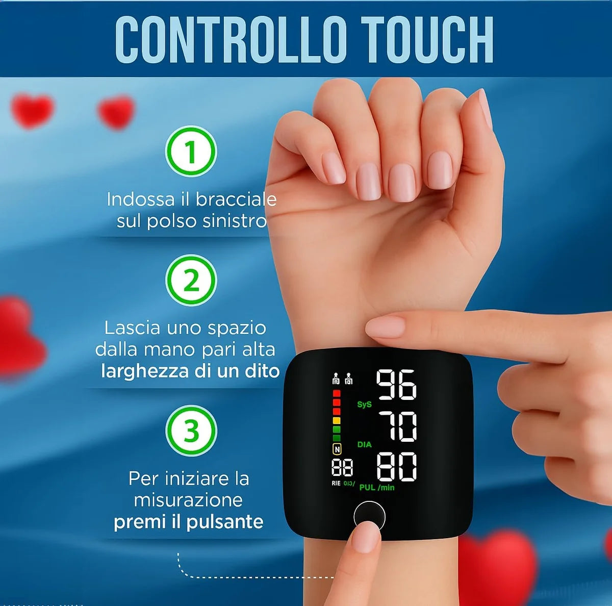 Misuratore Pressione da Polso: LED Touchscreen, Monitoraggio Facile della Pressione Arteriosa