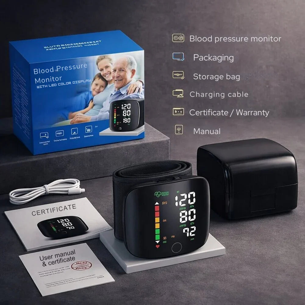 Misuratore Pressione da Polso: LED Touchscreen, Monitoraggio Facile della Pressione Arteriosa