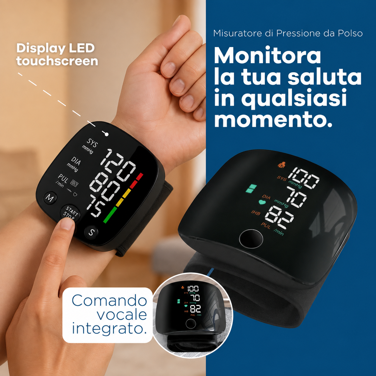 Misuratore Pressione da Polso: LED Touchscreen, Monitoraggio Facile della Pressione Arteriosa